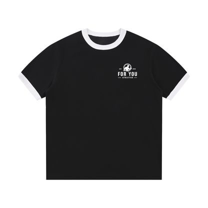 Contrast Edge Ribbed Crewneck T-Shirt