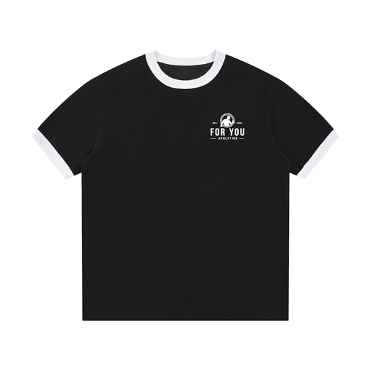 Contrast Edge Ribbed Crewneck T-Shirt