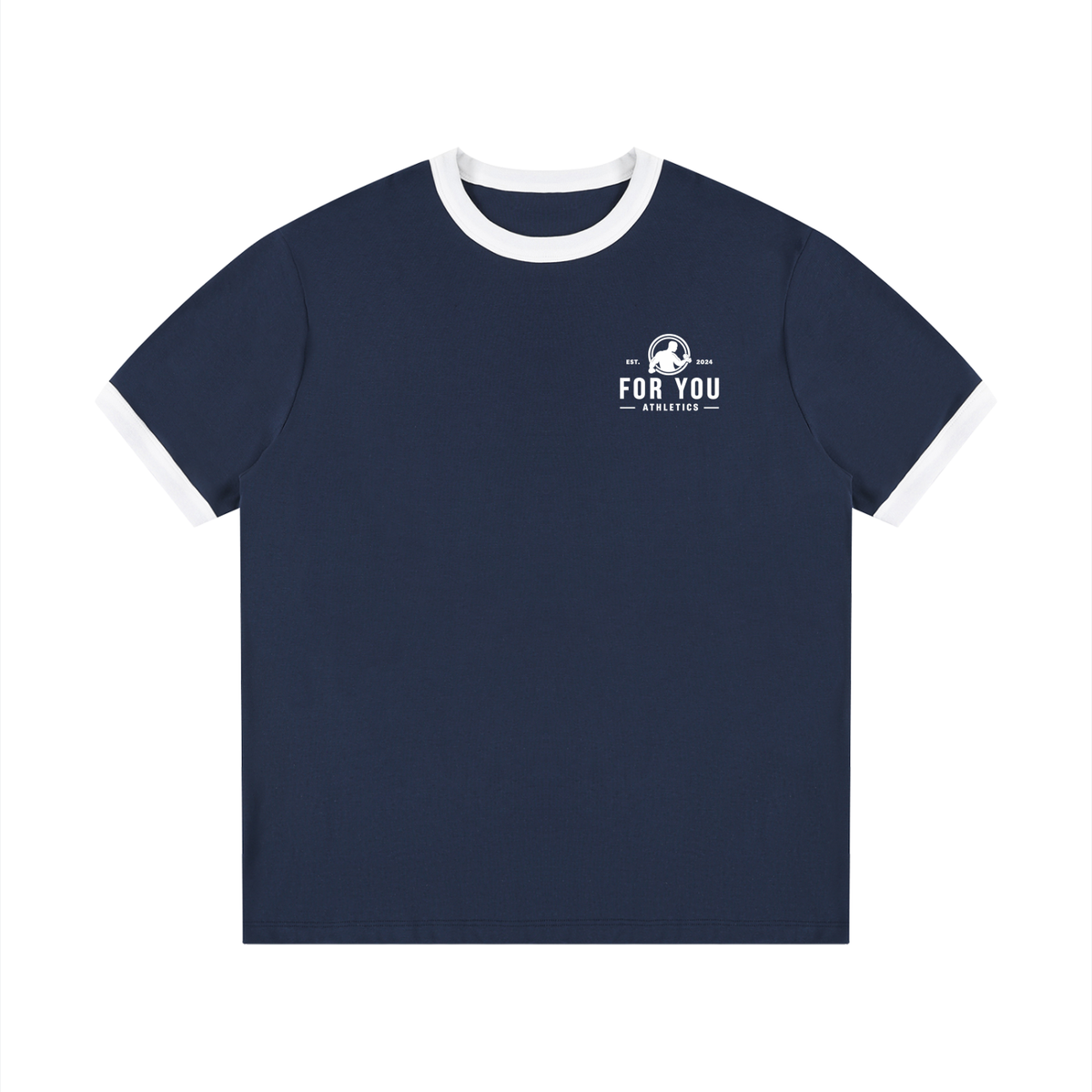 Contrast Edge Ribbed Crewneck T-Shirt