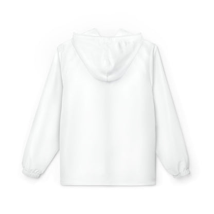 Minimal White Windbreaker Jacket with Vertical 'For You Athletics' Side Print