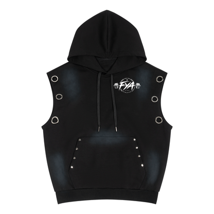 Unisex Vintage Wash Sun Fade Sleeveless Hoodie