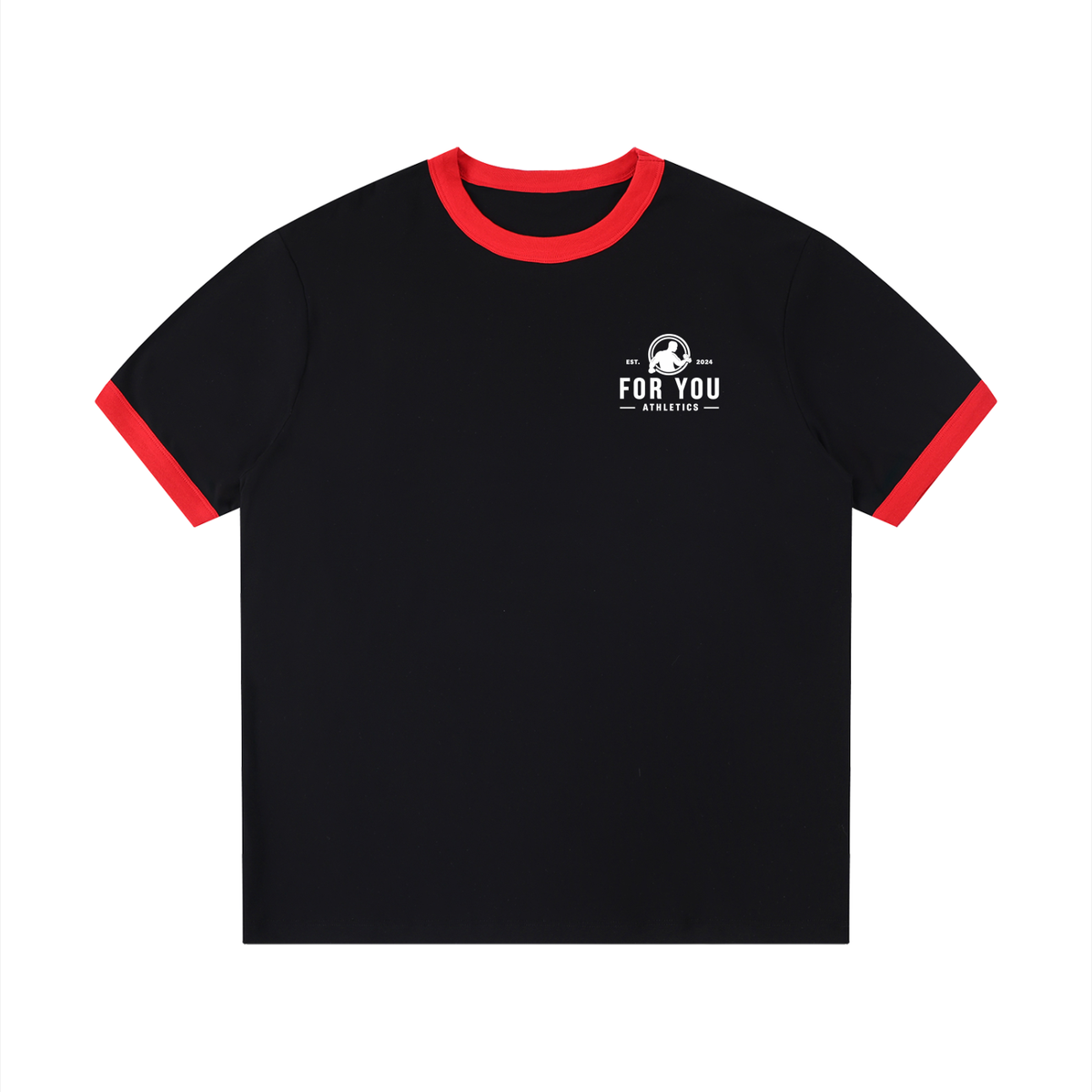 Contrast Edge Ribbed Crewneck T-Shirt