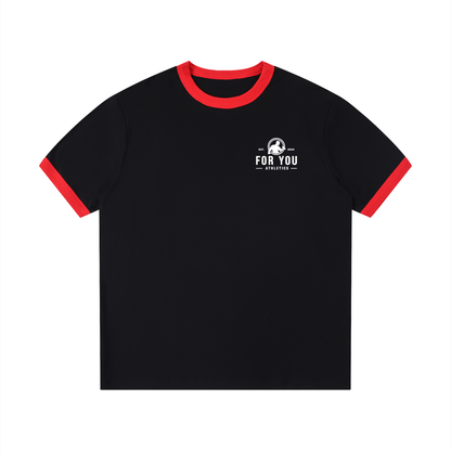 Contrast Edge Ribbed Crewneck T-Shirt