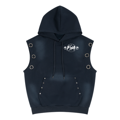 Unisex Vintage Wash Sun Fade Sleeveless Hoodie